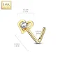 Piercing nez Or jaune 14 carats coeur gemme blanc