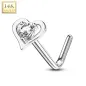 Piercing nez Or blanc 14 carats coeur gemme blanc