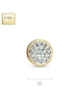 Piercing microdermal Or jaune 14 Carats dôme pavé de strass