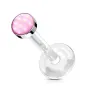 Piercing oreille labret Bioflex Téflon pierre lumineuse rose