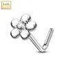 Piercing nez Or blanc 14 carats fleur pétales blanc