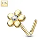 Piercing nez Or jaune 14 carats fleur pétales blanc