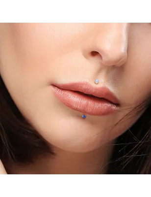 Piercing oreille labret Bioflex Téflon opaline bleue