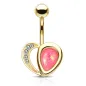 Piercing nombril coeur doré opaline rose