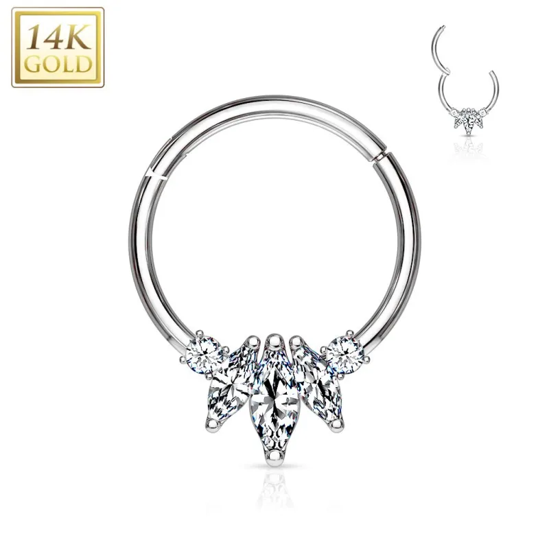 Piercing oreille anneau en or blanc 14 carats septum daith