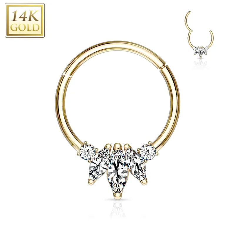 Piercing oreille anneau en or jaune 14 carats septum daith