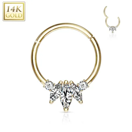 Piercing anneau en or jaune 14 carats septum daith