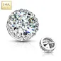 Piercing microdermal Or blanc 14 Carats large pierre zirconium