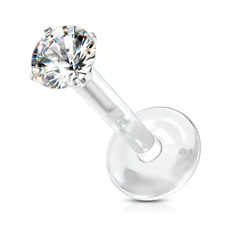 Piercing labret Bioflex Téflon strass rond