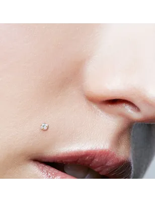 Piercing labret Bioflex Téflon strass carré embout doré