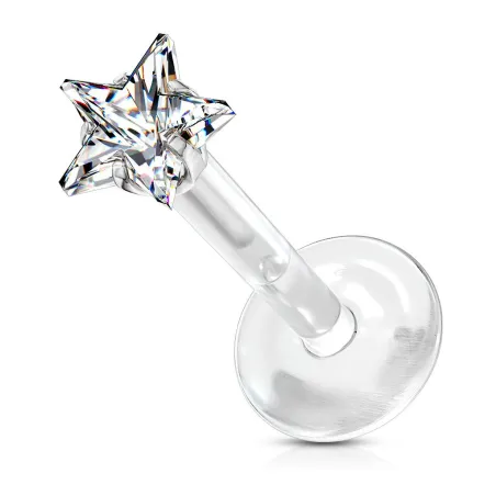 Piercing labret Bioflex Téflon strass étoile