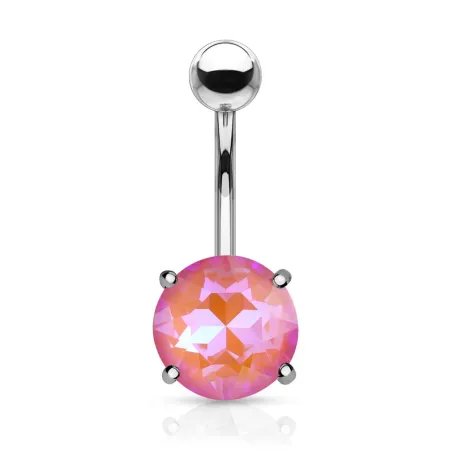 Piercing nombril cristal aurore boréale rose