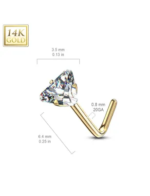 Piercing nez or jaune 14 carats zircon triangle