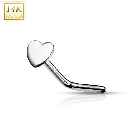 Piercing nez Or blanc 14 carats coeur