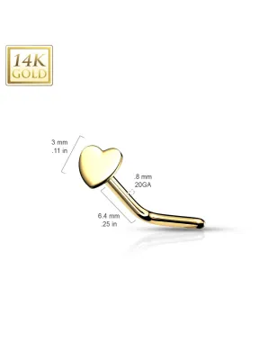 Piercing nez Or jaune 14 carats coeur