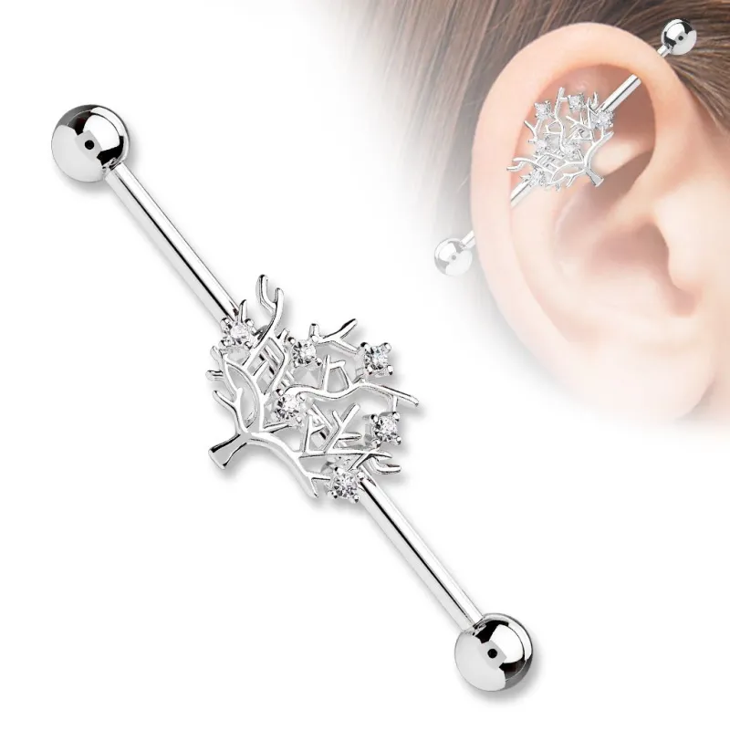 Piercing industriel oreille arbre de vie