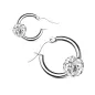 Paire boucles d'oreille anneaux boule cristal blanc