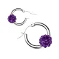 Paire boucles d'oreille anneaux boule cristal tanzanite