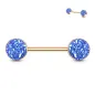 Piercing téton acier rosé druse bleu