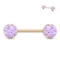 Piercing téton acier rosé druse violet clair