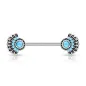 Piercing téton acier éventail tribal turquoise