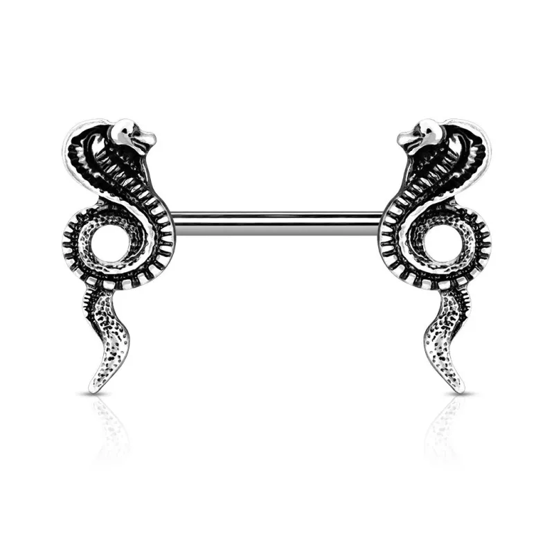 Piercing téton acier cobra antique