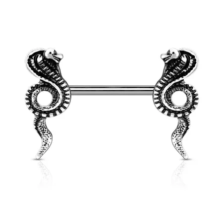 Piercing téton acier cobra antique