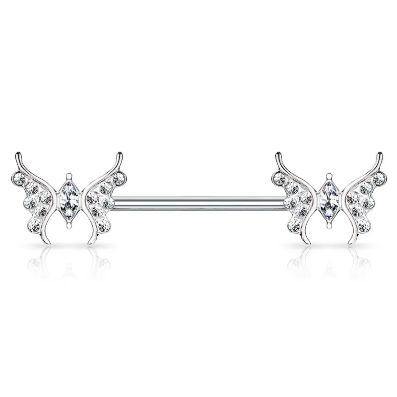 Piercing téton papillons zirconium