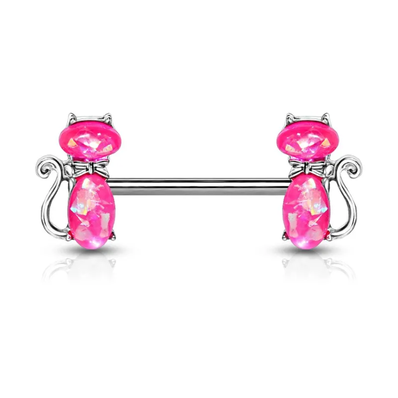 Piercing téton chats opaline rose