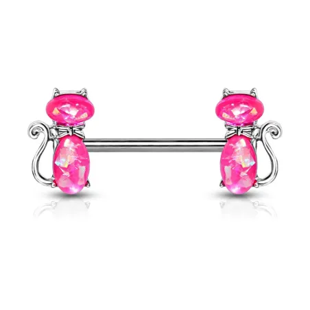 Piercing téton chats opaline rose