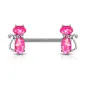 Piercing téton chats opaline rose