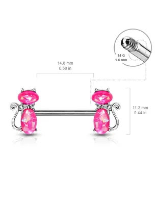 Piercing téton chats opaline rose