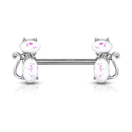 Piercing téton chats opaline blanche