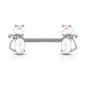 Piercing téton chats opaline blanche