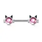 Piercing téton chats cristal rose