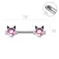 Piercing téton chats cristal rose