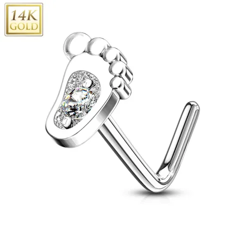 Piercing nez Or blanc 14 carats pied de bébé