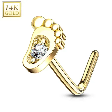 Piercing nez Or jaune 14 carats pied de bébé