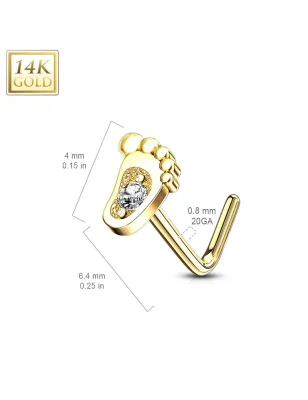 Piercing nez Or jaune 14 carats pied de bébé