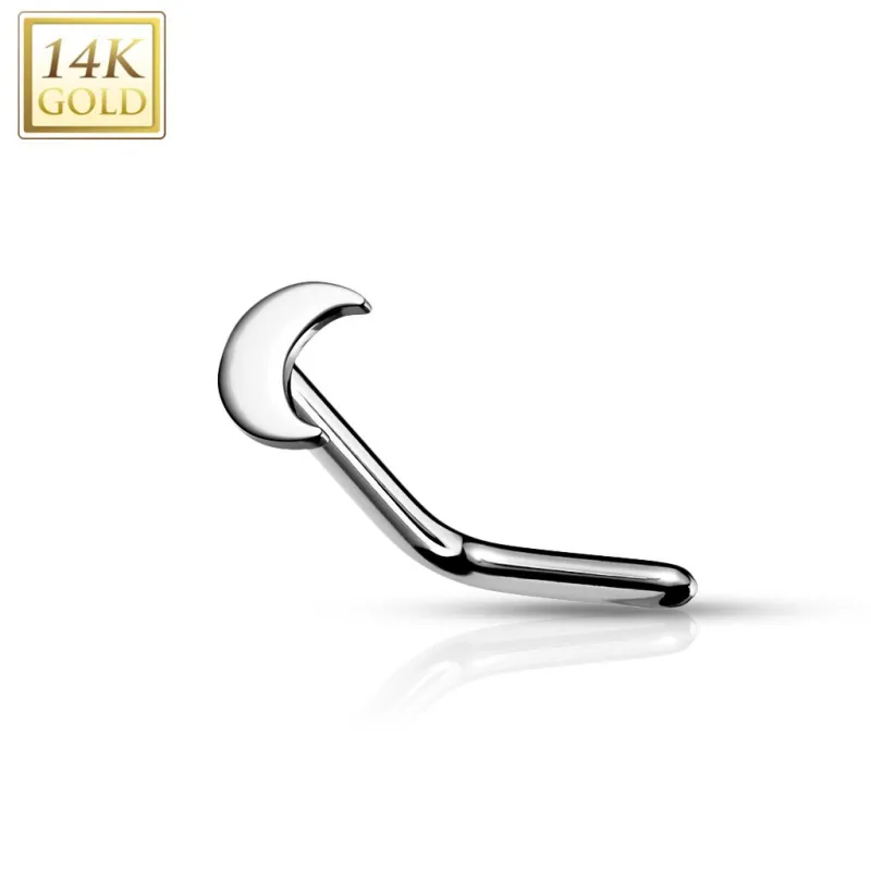 Piercing nez Or blanc 14 carats lune