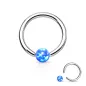 Piercing oreille anneau captif opaline bleue