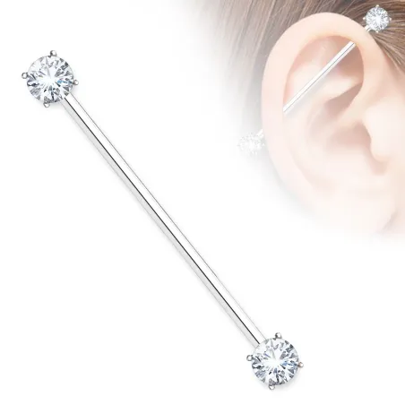 Piercing industriel double zirconium blanc