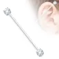 Piercing industriel oreille double zirconium blanc