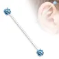 Piercing industriel oreille double zirconium turquoise