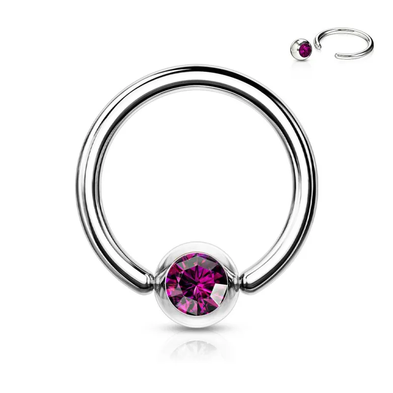 Piercing anneau Captif Strass Violet (oreille, téton etc)