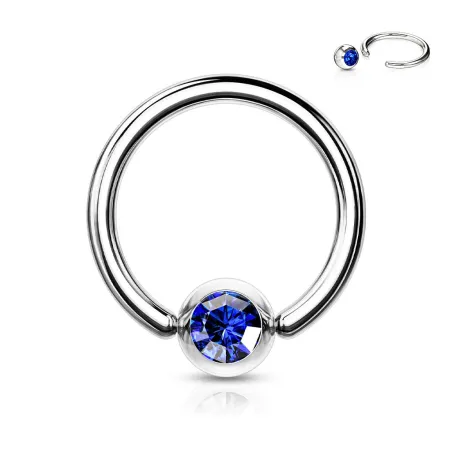 Piercing anneau Captif Strass Bleu