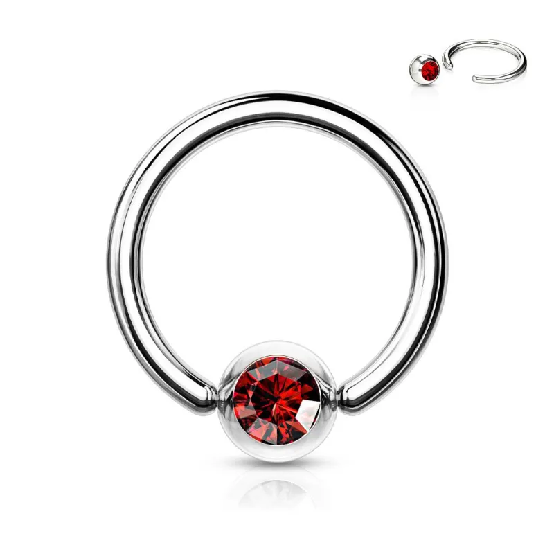 Piercing anneau Captif Strass Rouge (oreille, téton etc)