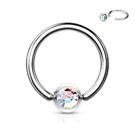 Piercing anneau Captif Strass Aurore Boréale