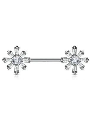 Piercing téton barbell fleurs