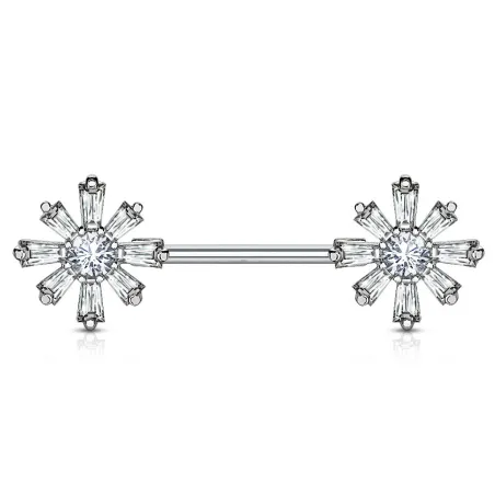 Piercing téton barbell fleurs